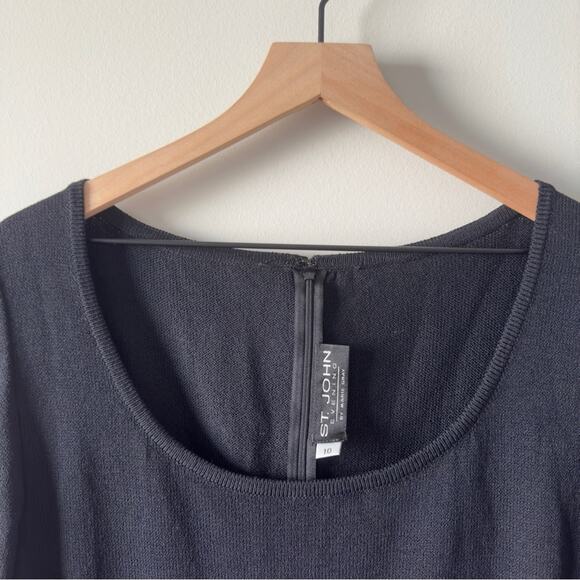 St. John Sheer Embellished Waist Evening Dress Long Sleeve Sparkly Rhinestones - Picture 9 of 15